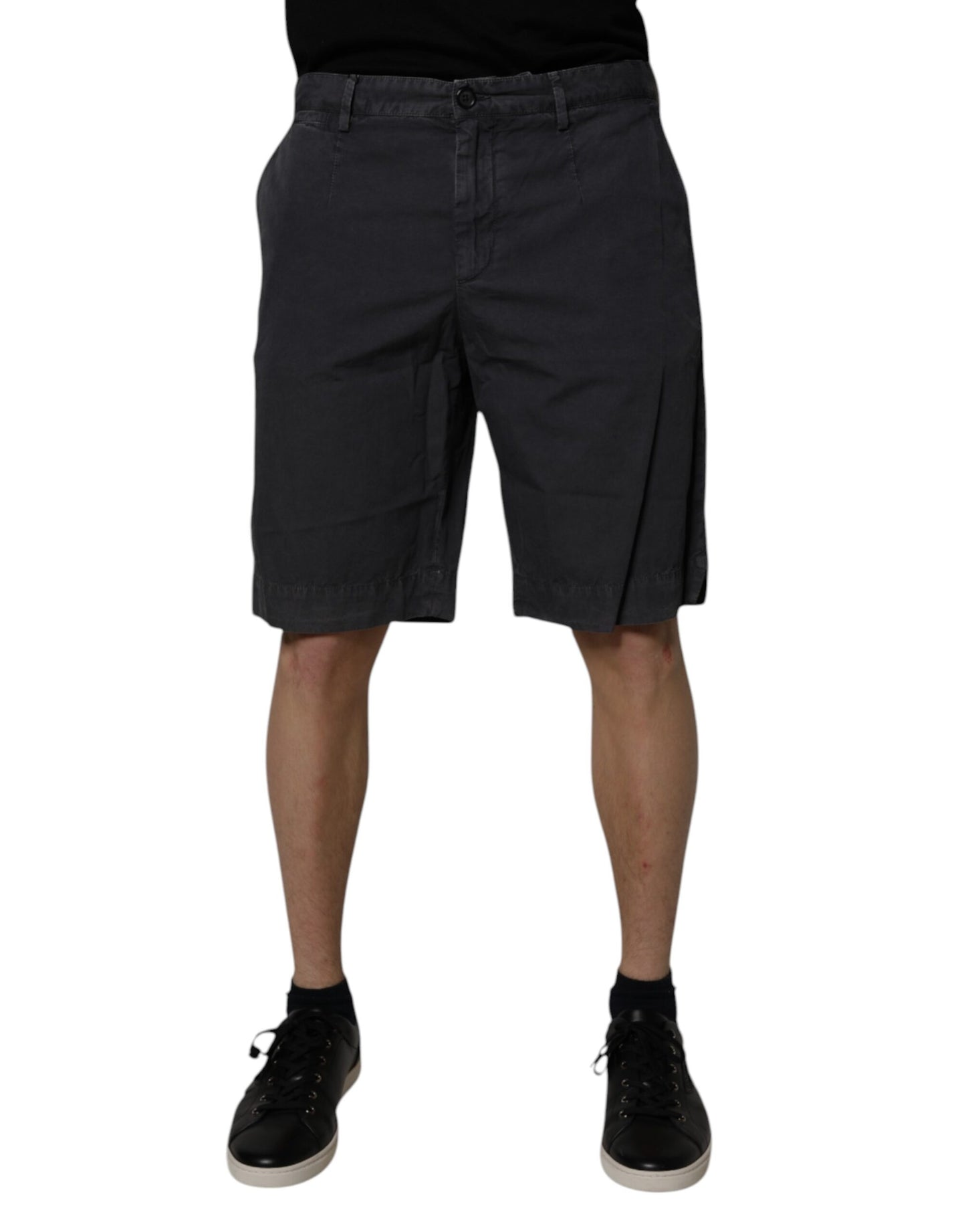 Dolce & Gabbana Dark Gray Cotton Mid Waist Men Bermuda Shorts