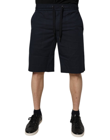 Dolce & Gabbana Dark Blue Cotton Bermuda Sweatshorts Shorts