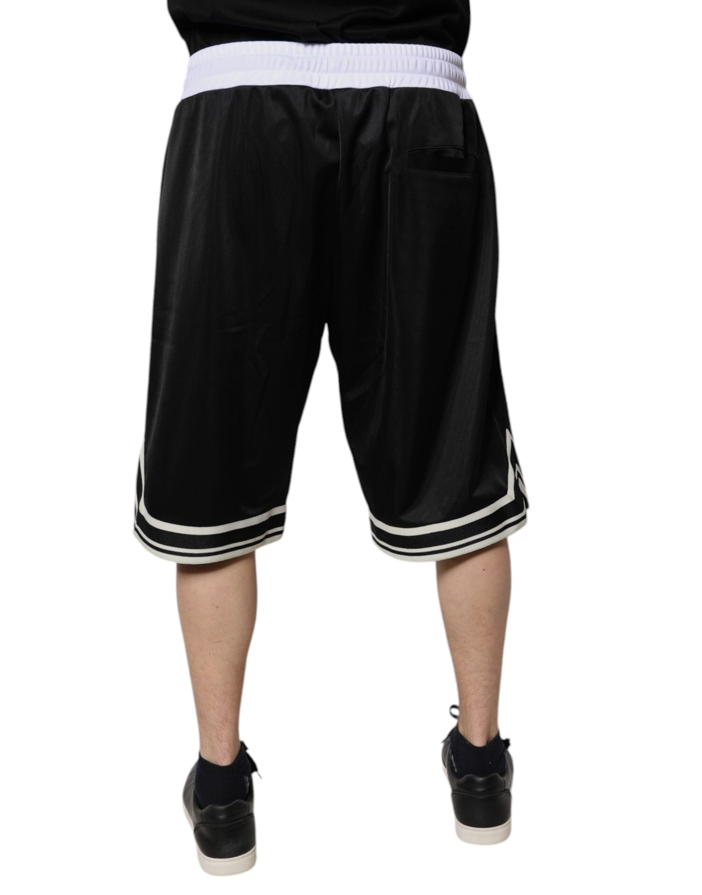 Dolce & Gabbana Black White Men Bermuda Sweatshorts Shorts