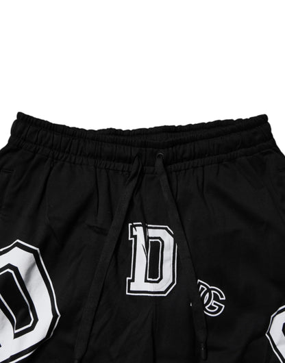 Dolce & Gabbana Black Logo Cotton Bermuda Sweatshorts Shorts