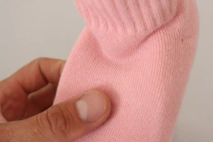 GCDS Pink Suede Logo Socks Block Heel Ankle Boots Shoes