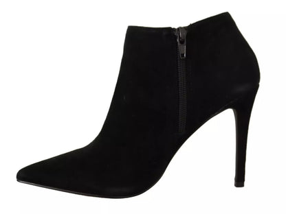 Steve Madden Black Suede Leather Stiletto Heels Boots Shoes