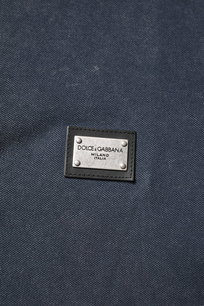 Dolce & Gabbana Dark Blue Logo Plaque Cotton Men Polo Shirt T-shirt