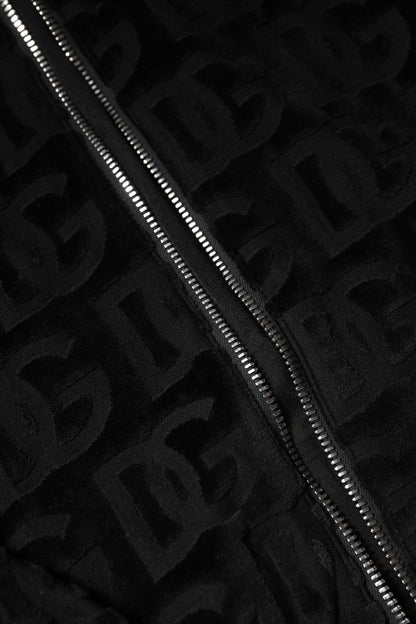 Dolce & Gabbana Black Logo Monogram Full Zip Bomber Jacket