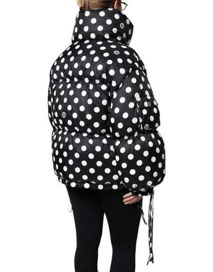 Dolce & Gabbana Black White Polka Dot Full Zip Puffer Jacket