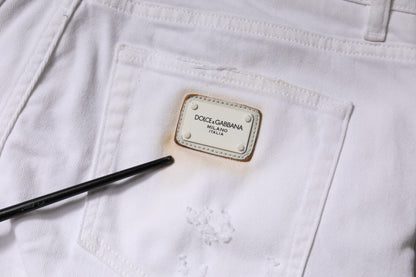 Dolce & Gabbana White Cotton High Waist Skinny Denim Jeans