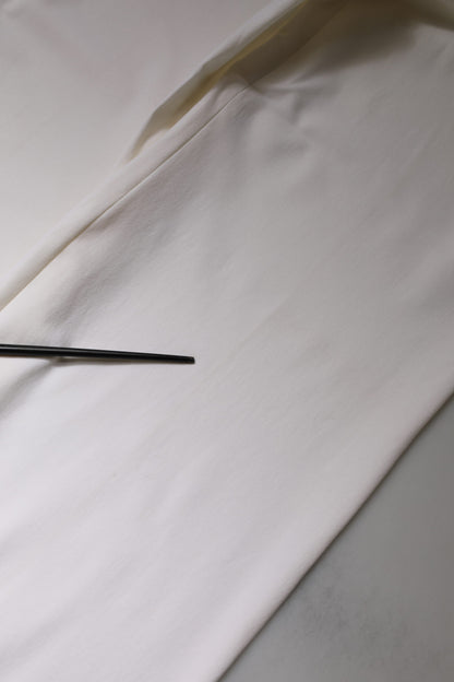 Dolce & Gabbana White Wool Mid Waist Wide Leg Pants