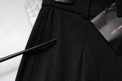 Dolce & Gabbana Black Nylon High Waist Slim Fit Pants