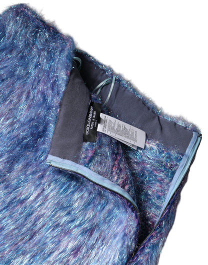 Dolce & Gabbana Multicolor Plush Fabric High Waist Mini Skirt