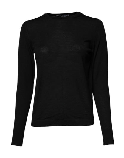 Dolce & Gabbana Black Wool Knit Crew Neck Pullover Sweater