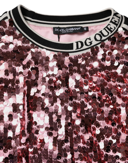 Dolce & Gabbana Pink DG Queen Sequin Pullover Sweater