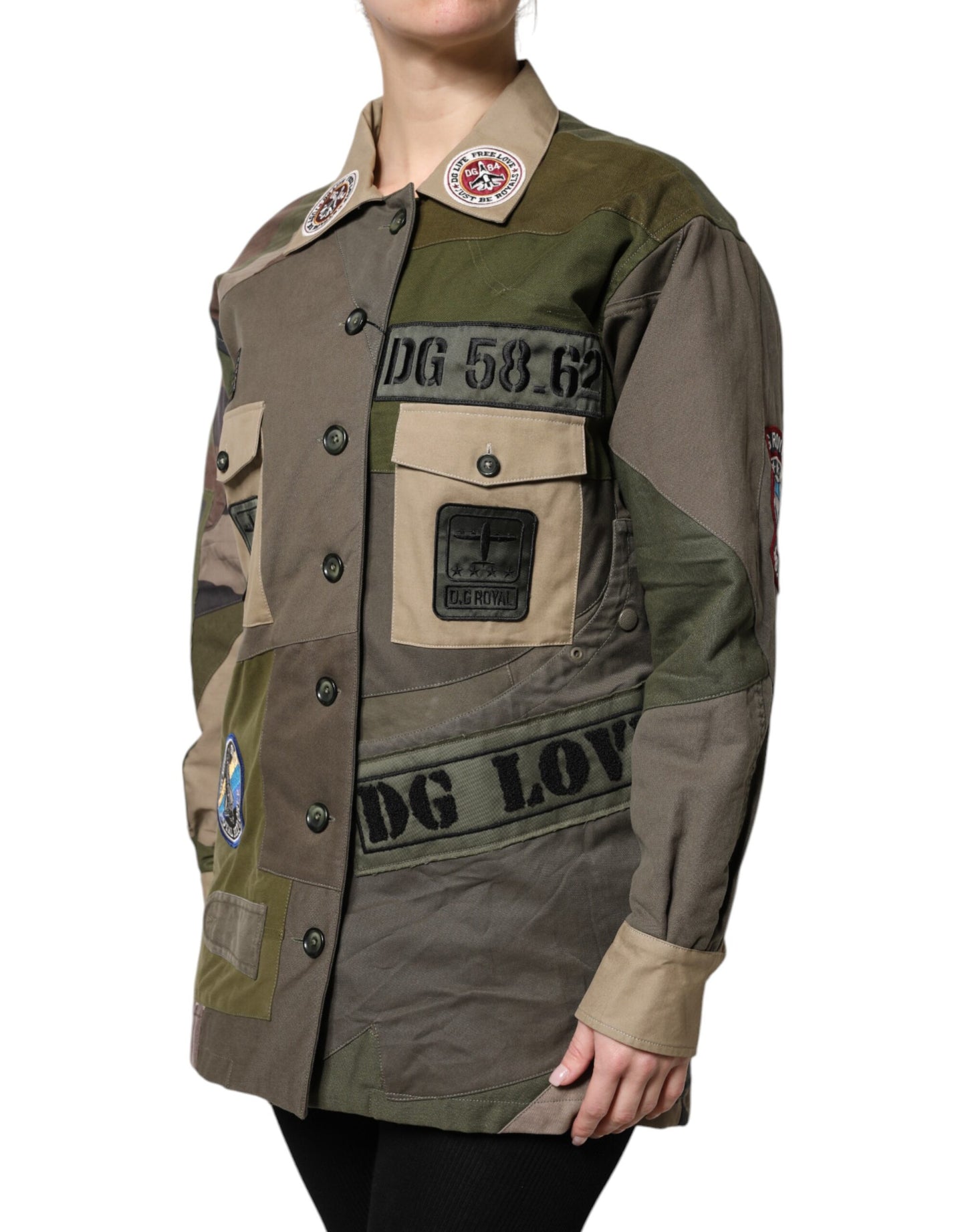 Dolce & Gabbana Military Green Cotton Button Down Jacket