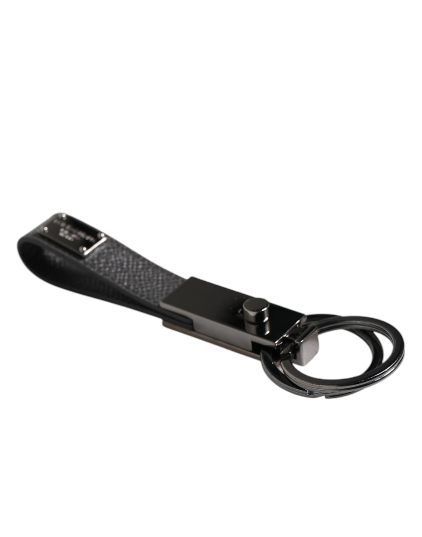 Dolce & Gabbana Brown Leather DG Plaque Double Keyring Holder Keychain