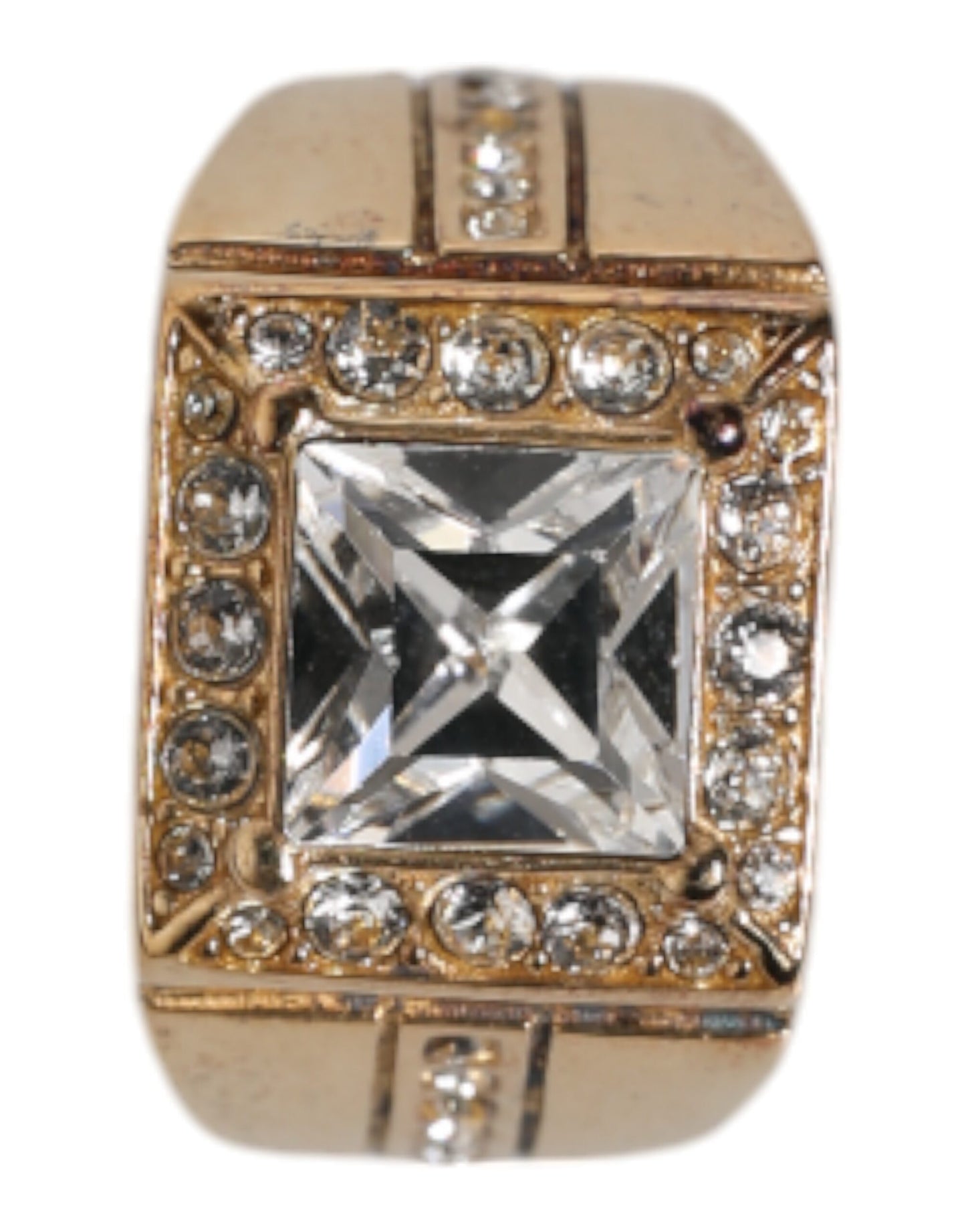 Dolce & Gabbana Gold Tone Sterling Silver 925 Crystals Ring