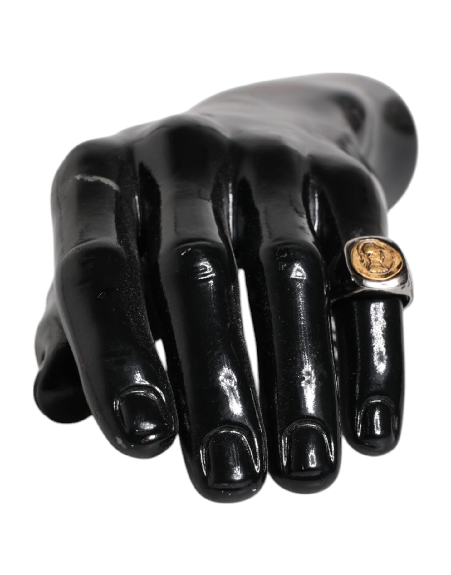 Dolce & Gabbana Silver Tone Engraved Two Color Real Brass Ring