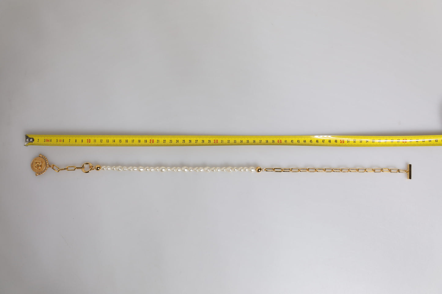 Dolce & Gabbana Gold Chain Brass Faux Pearl Charm Logo Pendant Necklace