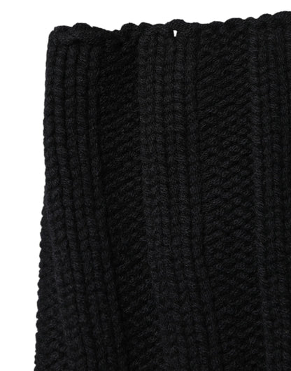 Dolce & Gabbana Black Cashmere Knitted Neck Warmer Foulard Scarf