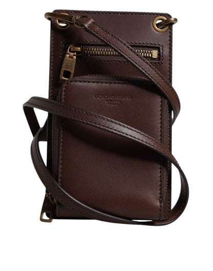 Dolce & Gabbana Brown Leather Neck Strap Cross Body Sling Bag