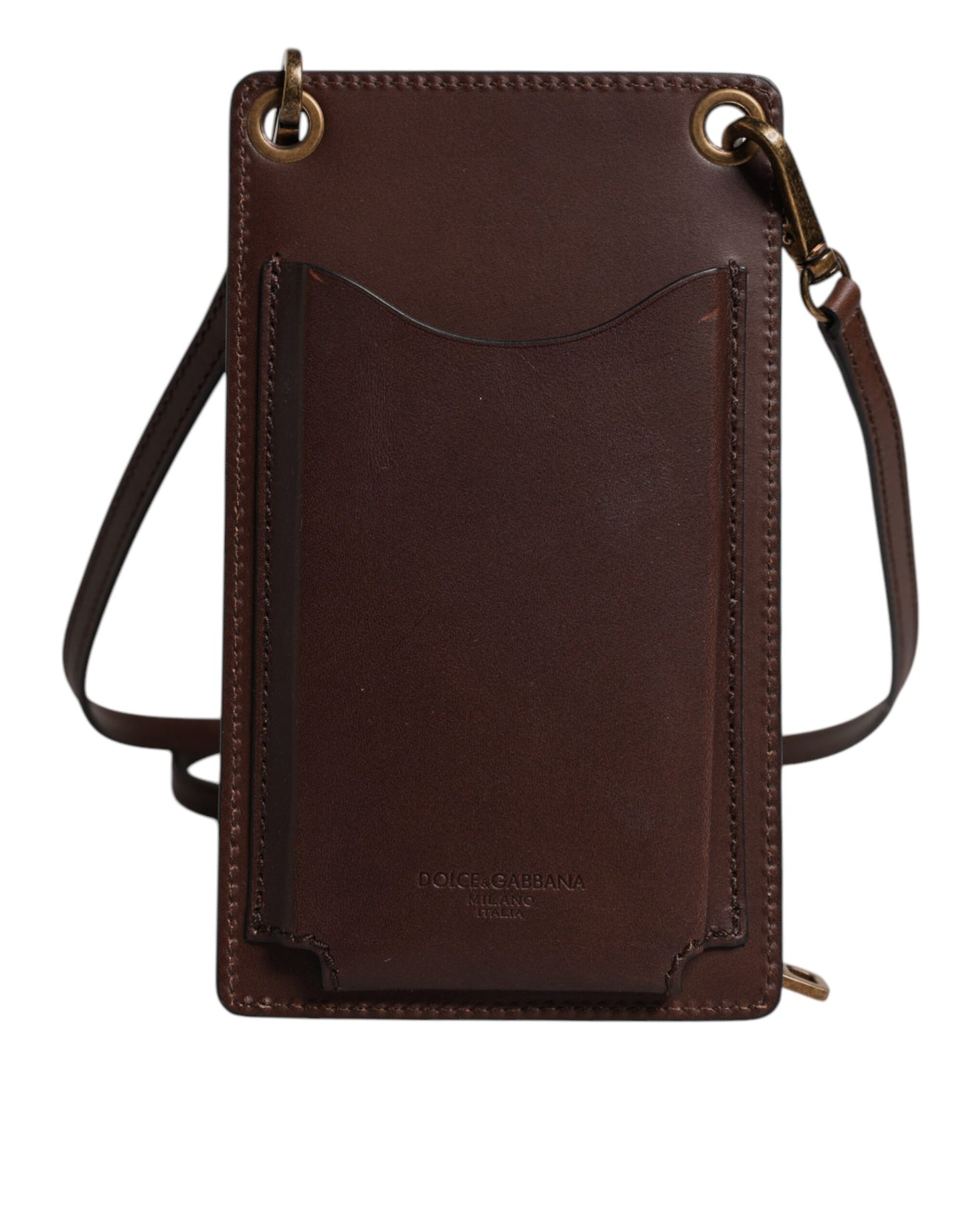Dolce & Gabbana Brown Leather Neck Strap Cross Body Sling Bag