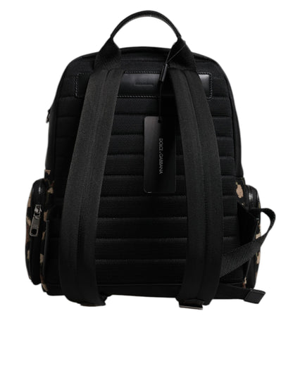 Dolce & Gabbana Multicolor Leopard Print DG Logo Plaque Men Backpack Bag