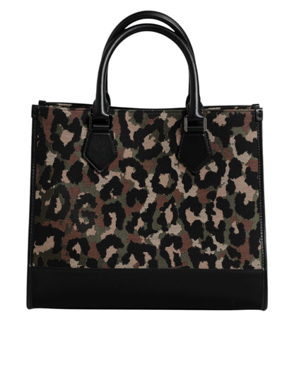 Dolce & Gabbana Multicolor Leopard Shopping Tote Shoulder Bag