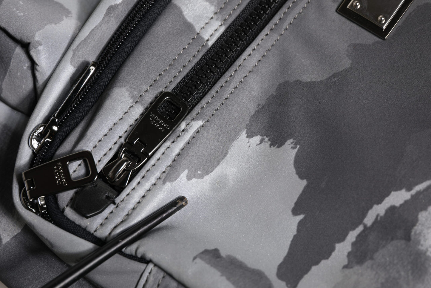 Dolce & Gabbana Black Camouflage Shoulder Strap Logo Plaque Bag