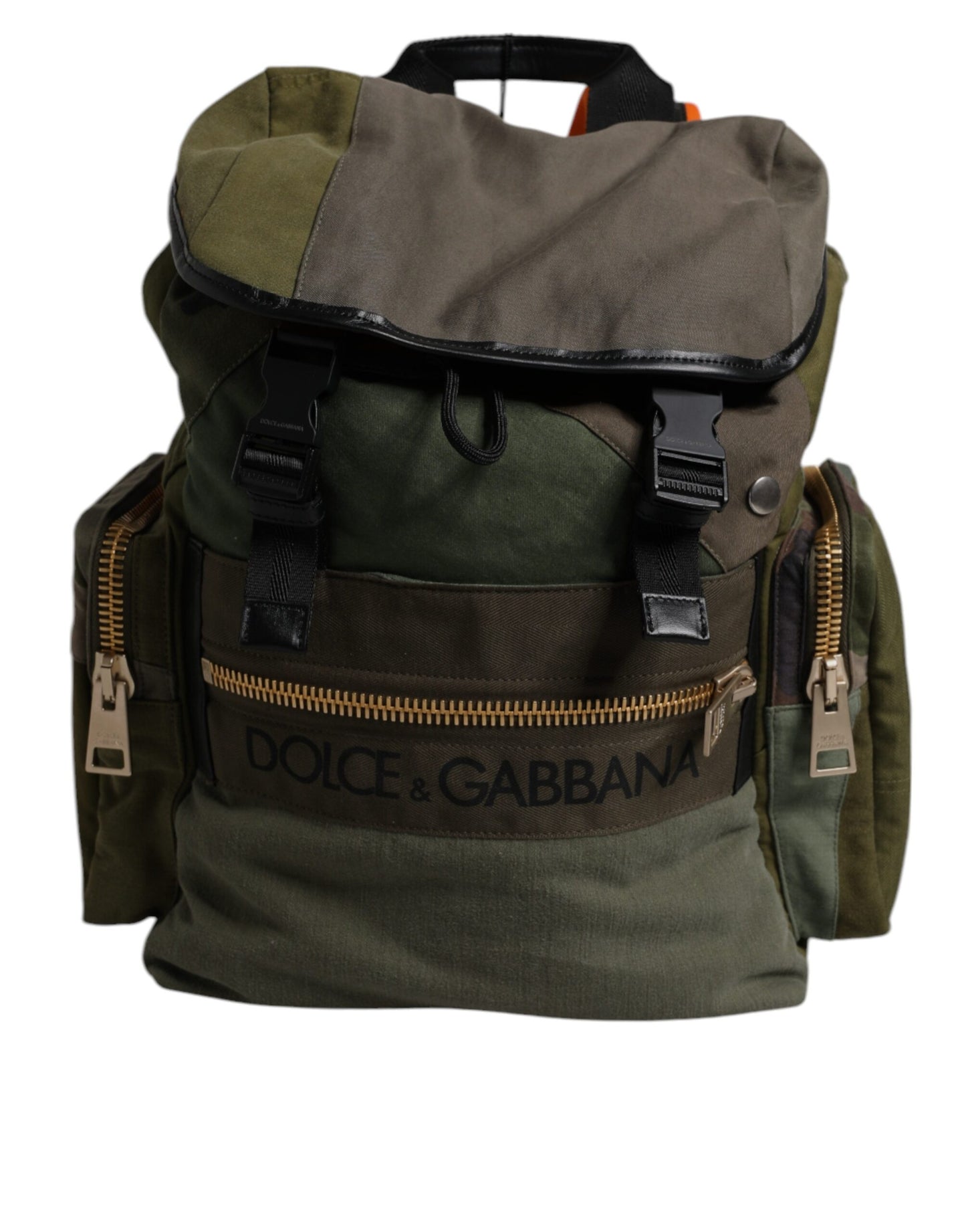 Dolce & Gabbana Military Green Patchwork Travel Backpack Bag