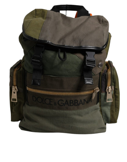Dolce & Gabbana Military Green Patchwork Travel Backpack Bag