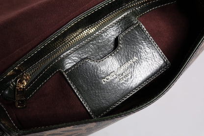 Dolce & Gabbana Black Brown Leopard Leather Shoulder Strap Bag