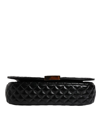 Versace Black Calf Leather Quilted Shoulder Strap Bag