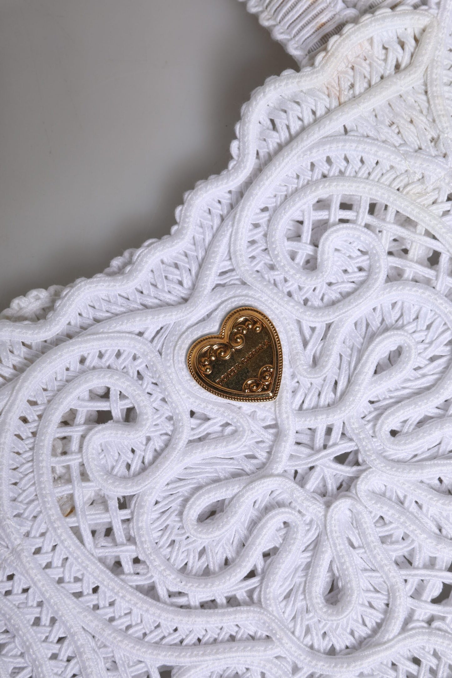 Dolce & Gabbana White Cordonetto Lace Beatrice Tote Shopping Bag