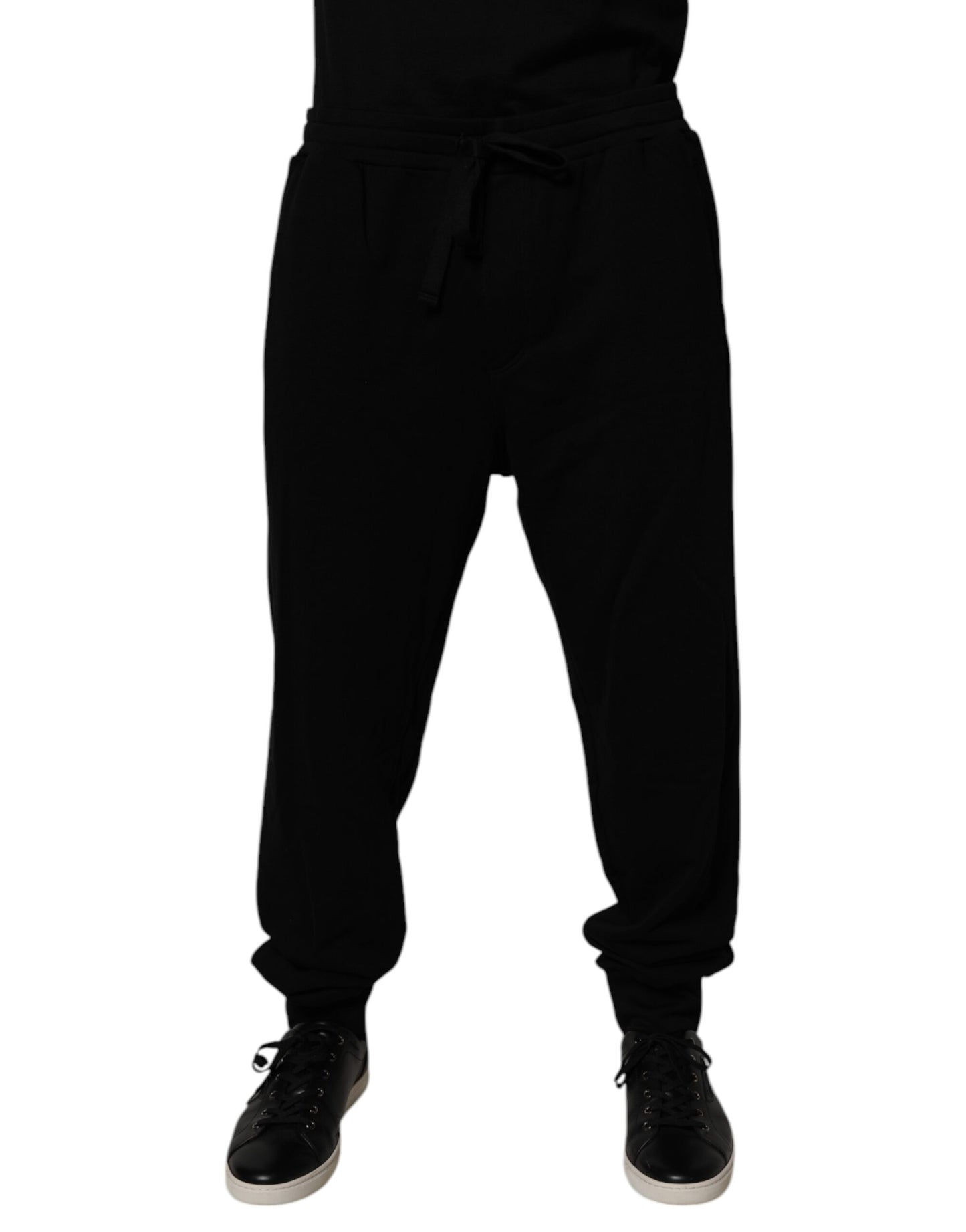 Dolce & Gabbana Black Cotton Crown Logo Jogger Pants