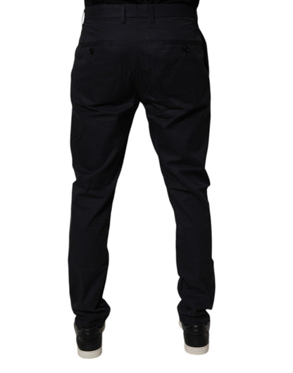 Dolce & Gabbana Dark Blue Cotton Tapered Formal Pants