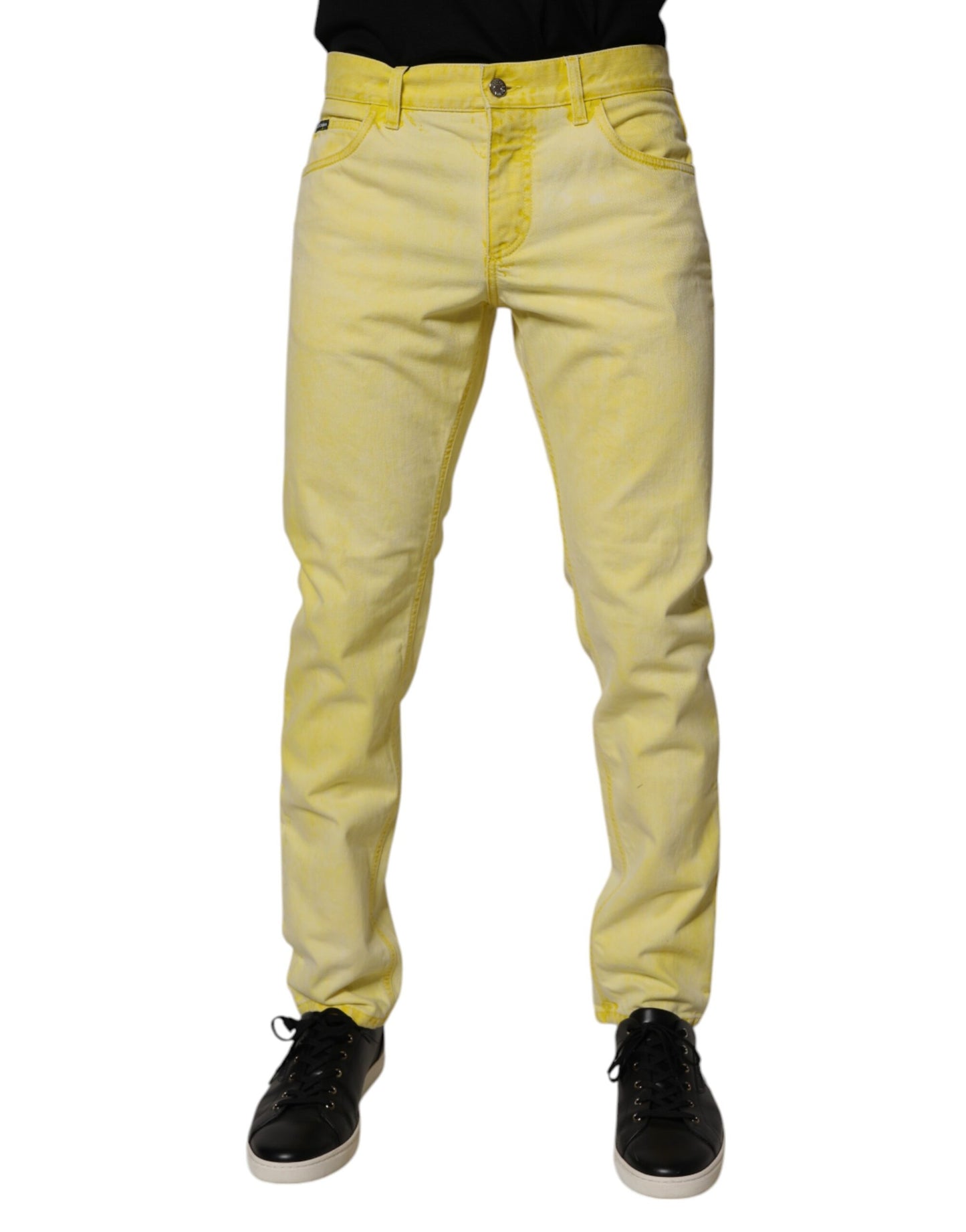 Dolce & Gabbana Yellow Cotton Stretch Skinny Men Denim Jeans