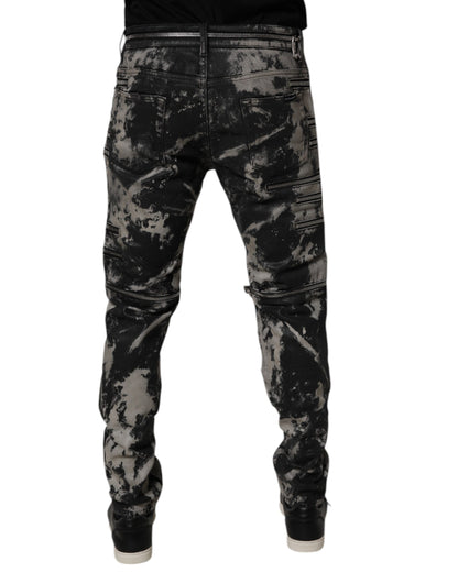 Dolce & Gabbana Black Tie Dye Cotton Skinny Zip Denim Jeans