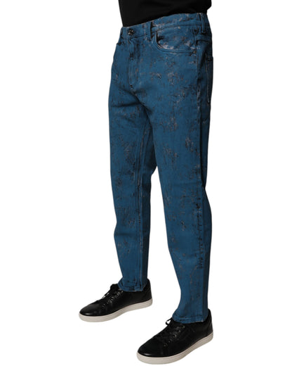 Dolce & Gabbana Blue Tie Dye Cotton Skinny Men Denim Jeans