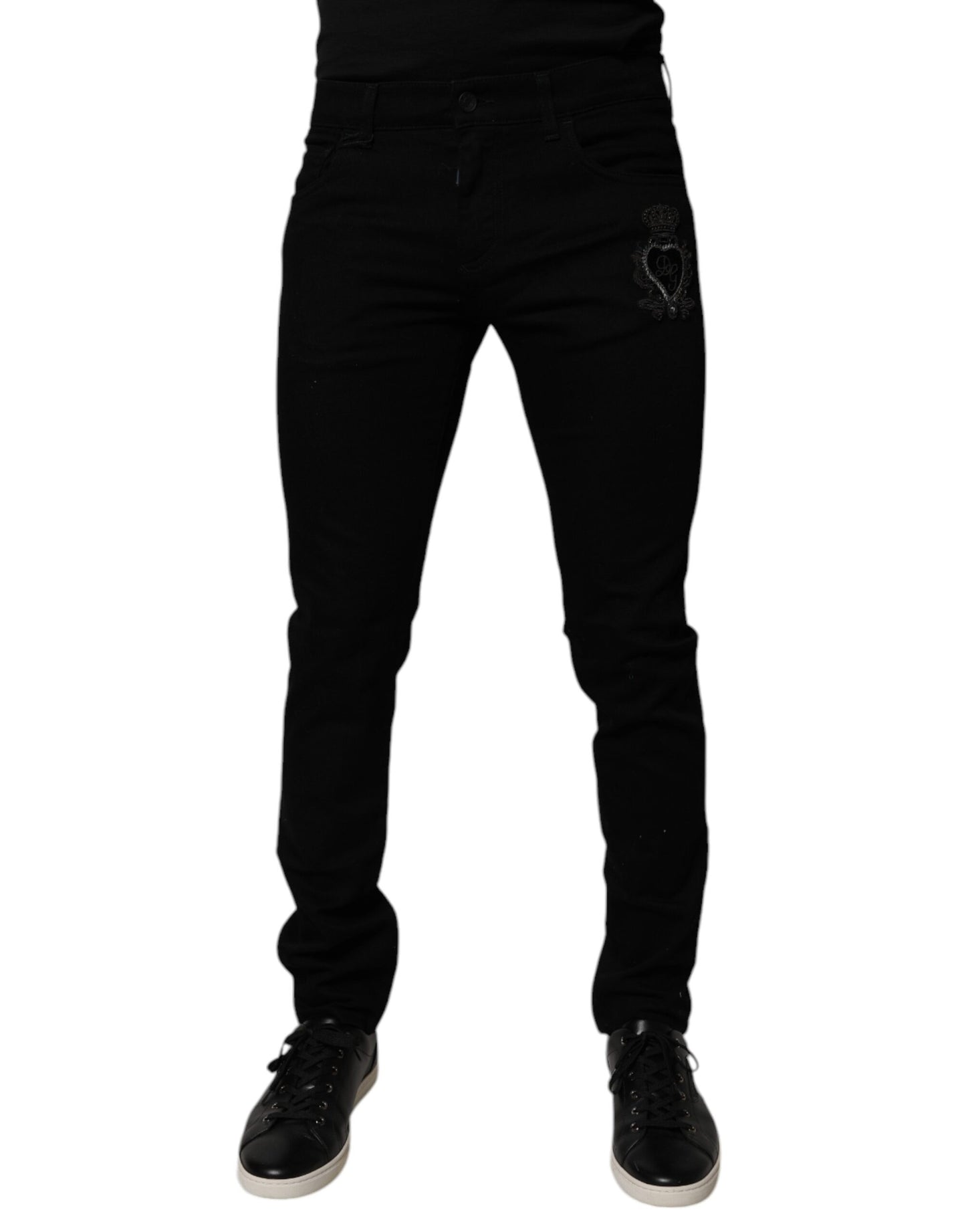 Dolce & Gabbana Black Sacred Heart Cotton Skinny Denim Jeans