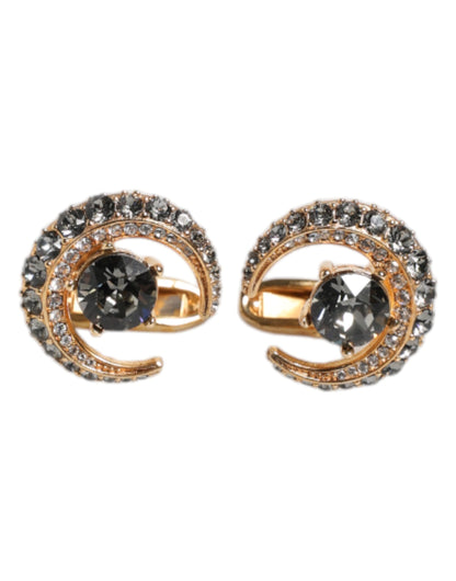 Dolce & Gabbana Brass Gold Black Crystal Luna Cufflink