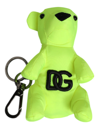 Dolce & Gabbana Green Bear Embroidered Logo Keychain Clasp Keyring