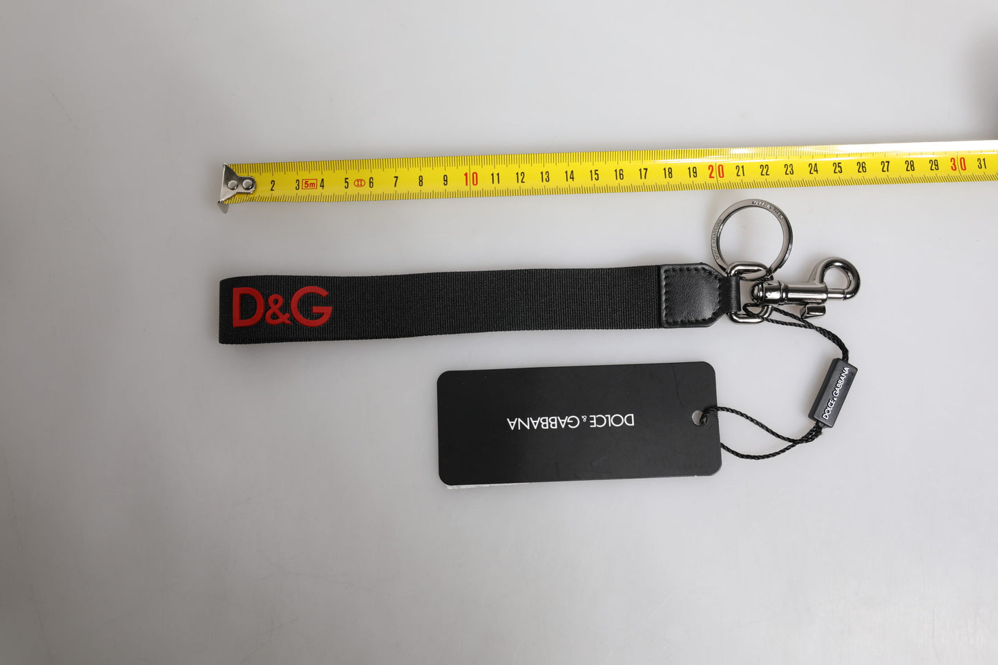 Dolce & Gabbana Black Logo Nylon Silver Brass Men Holder Keychain Keyring