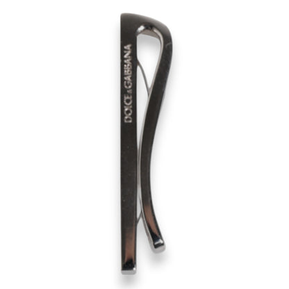 Dolce & Gabbana Silver Tone Brass Logo Branded Tie Clip Bar