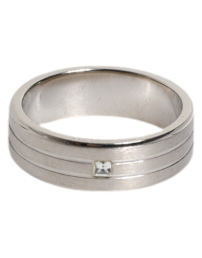 Dolce & Gabbana Silver Tone Brass Clear Crystal DG Logo Ring