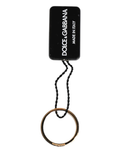 Dolce & Gabbana Gold Tone Brass Red Crystal DG Logo Ring