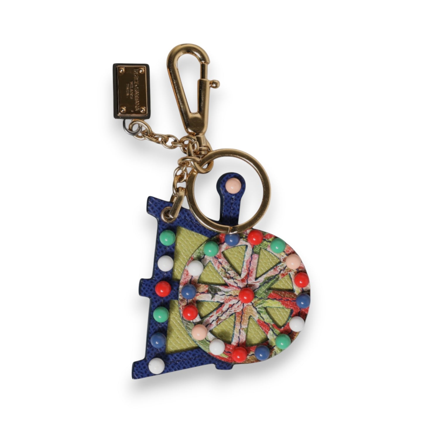 Dolce & Gabbana Multicolor Gold Tone Carretto Keychain Keyring