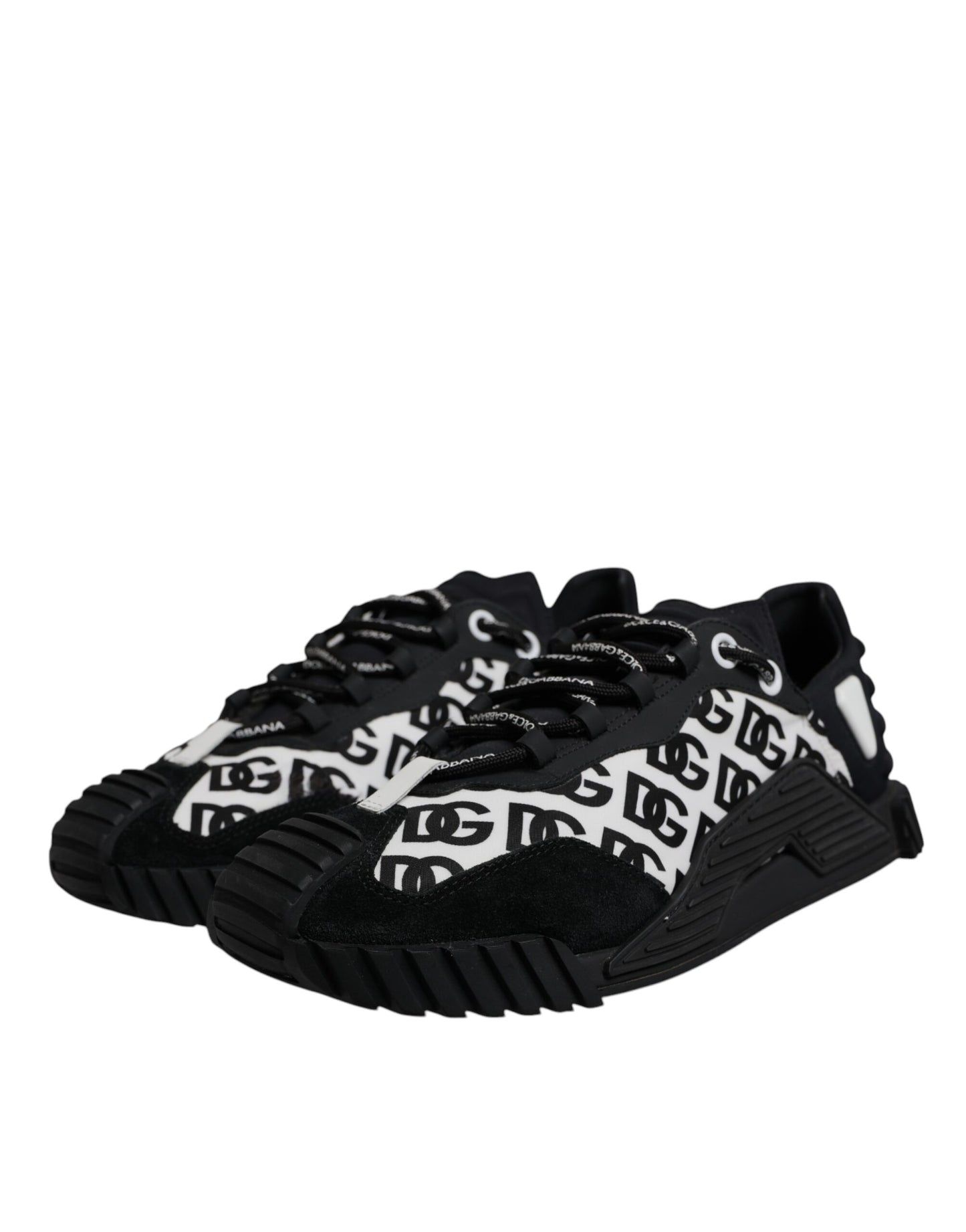 Dolce & Gabbana Black Logo Lace Up Low Top NS1 Sneakers Shoes