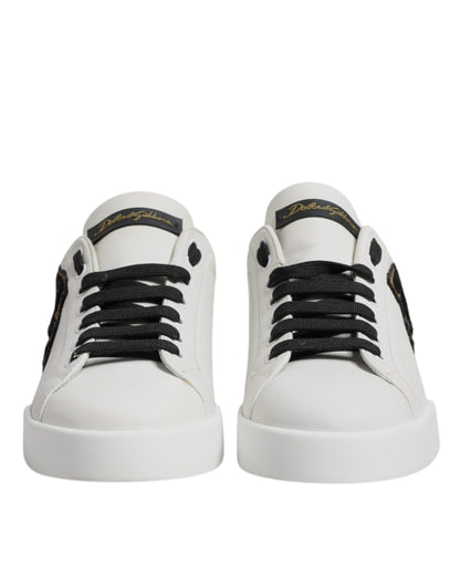 Dolce & Gabbana White Leather DG Logo Low Top Sneakers Shoes