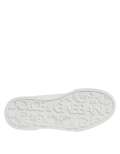 Dolce & Gabbana White Leather DG Logo Low Top Sneakers Shoes