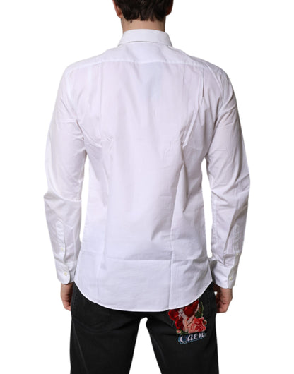 Dolce & Gabbana White Cotton Collared Dress Formal Shirt