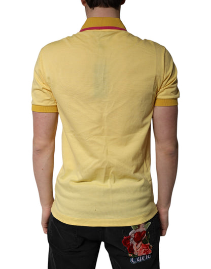 Dolce & Gabbana Yellow Cotton Logo Collared Polo T-shirt