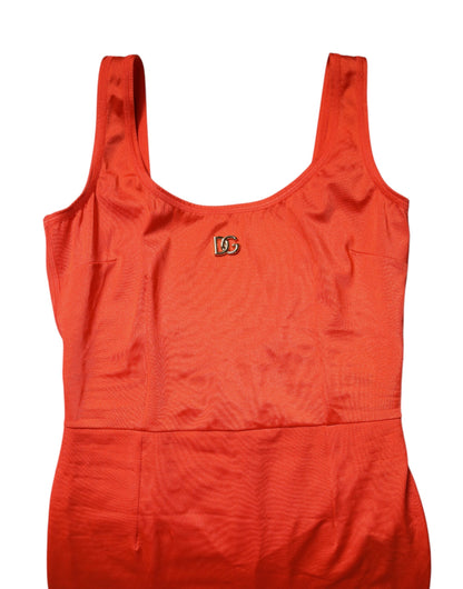 Dolce & Gabbana Orange Sleeveless Bodycon Jumpsuit Dress